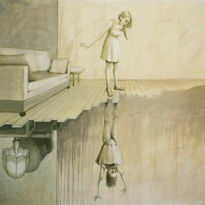 Vania Elettra Tam, Se stiamo assieme ci sarà un parquet, 2014. Olio e acrilico su tela, 175x175 cm.   
