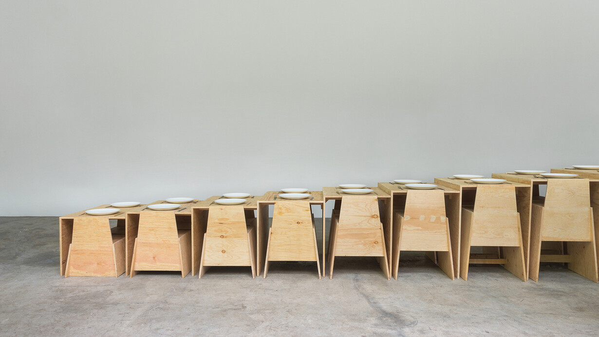 LANZA Atelier, Steps Table, 2017 (installation view, Labor Gallery, Mexico City); photo: Camila Cossio