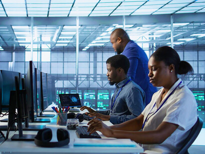 In the heart of a data centre, real-time monitoring tools are adjusted to keep transaction processing systems agile and AI-ready