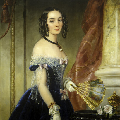 Christina Robertson (Scottish, 1796–1854)
Princess Elena Pavlovna Belosselsky-Belozersky, ca. 1839 Oil on canvas, 43 1/4 x 35 1/4 inches. Promised gift of Marina Belosselsky-Belozersky Kasarda