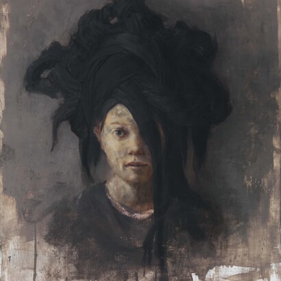 Jonas Burgert, *immer*, 2014. Oil on canvas 90 x 80 cm / (35⅜ x 31½ in). © Jonas Burgert - Image Courtesy of the Artist and Blain|Southern
Photographer: Gunter Lepkowski, 2014