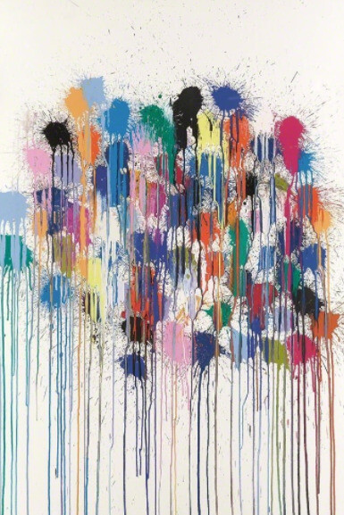 Ian Davenport, Colour Splat Cloud (white), 2017. Courtesy of Alan Cristea Gallery