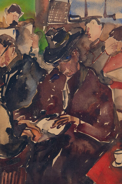 Ernest Albert, Jugando a las damas en el pub (detalle)