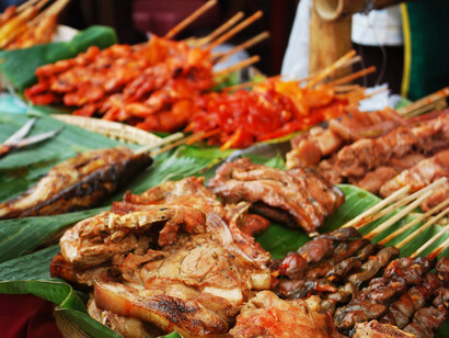 Dinagyang, grilled meat on display