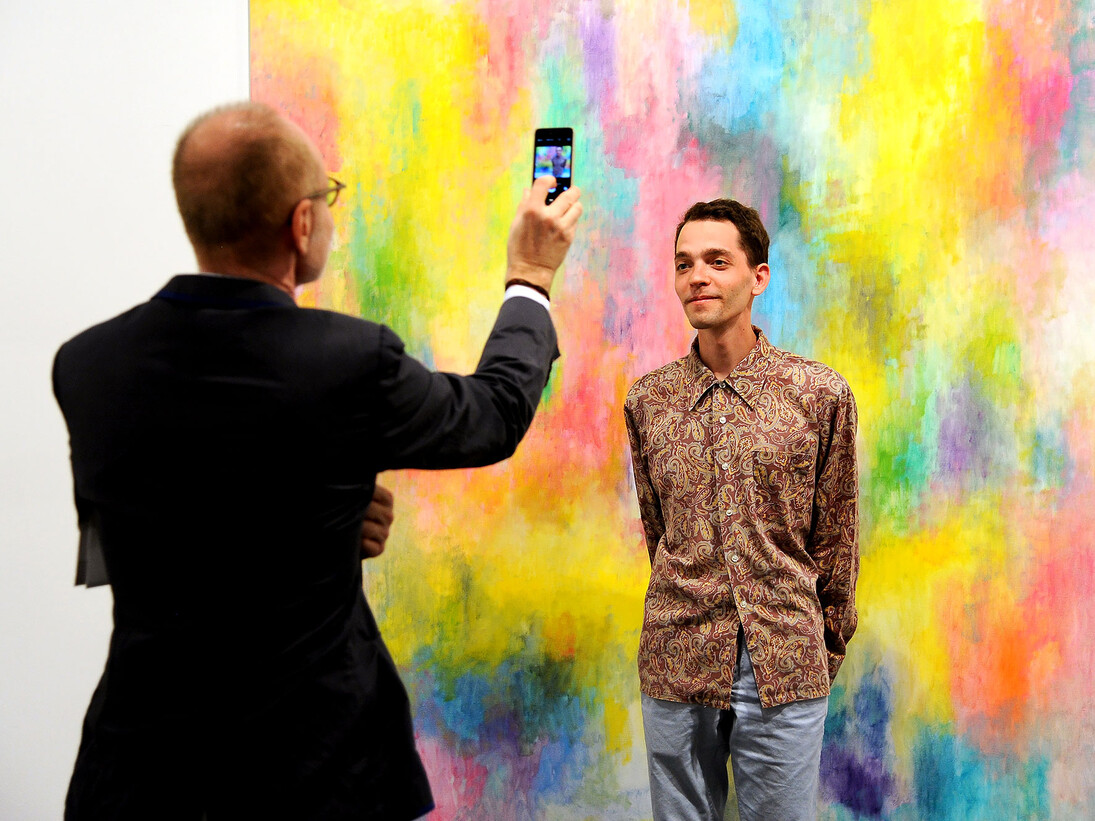Joshua Nathanson
TBD, 2015
Acrylic and oil stick on canvas
73 x 55 in
Courtesy of Various Small Fires
