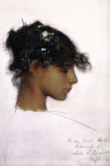 John Singer Sargent, Rosina Ferrara, Head of a Capri Girl, 1878. Oil paint on cardboard; 12 7/8 x 9 7/8 in. Gift of the Berger Collection Educational Trust