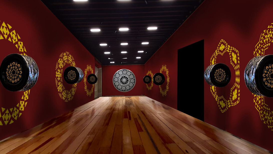 Betsabeé Romero, Al reverso de la pista [On the other side of the track], exhibition view. Courtesy of Blanton Museum