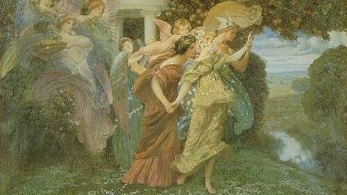 Henry Siddons Mowbray (1858 — 1928) pintura "Las bodas de Perséfone" (circa 1895)