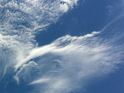 In the blue sky