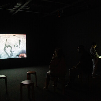 Video room: Oscar Muñoz, exhibition view. Couretsy of MASP