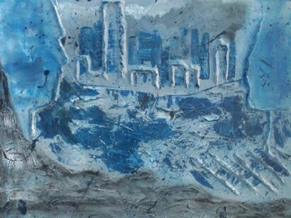 Matilde Calamai, City And the Sea, 2012, Mixed Media & Acrylic on Canvas, 24" x 31.5"