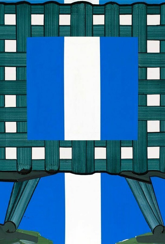Gary Stephan, Small Mental Furniture (White and Blue), 2013, Acrylic/canvas, 40 x 30 in. Courtesy: Susan Inglett Gallery, NYC.