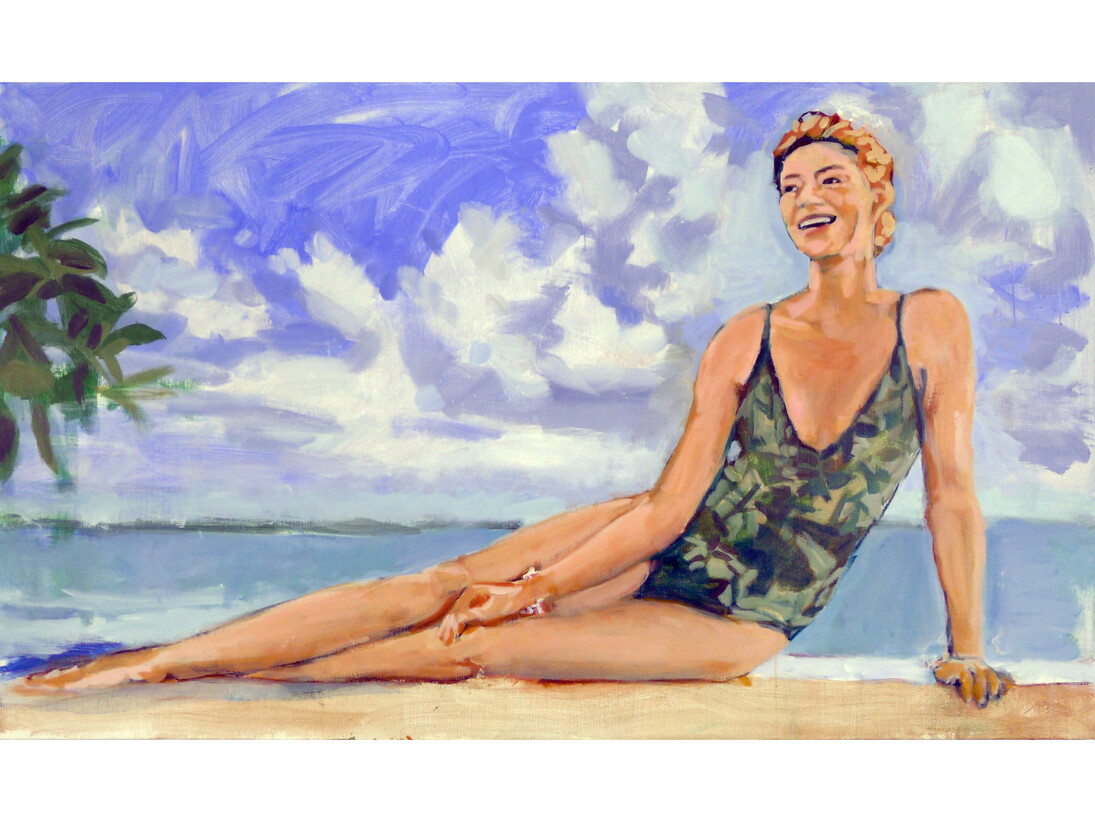 Walter Robinson, Lands' End Swimming in Confidence, 2014, Acrylic on linen, 36 x 60 in, Courtesy LYNCH THAM, New York