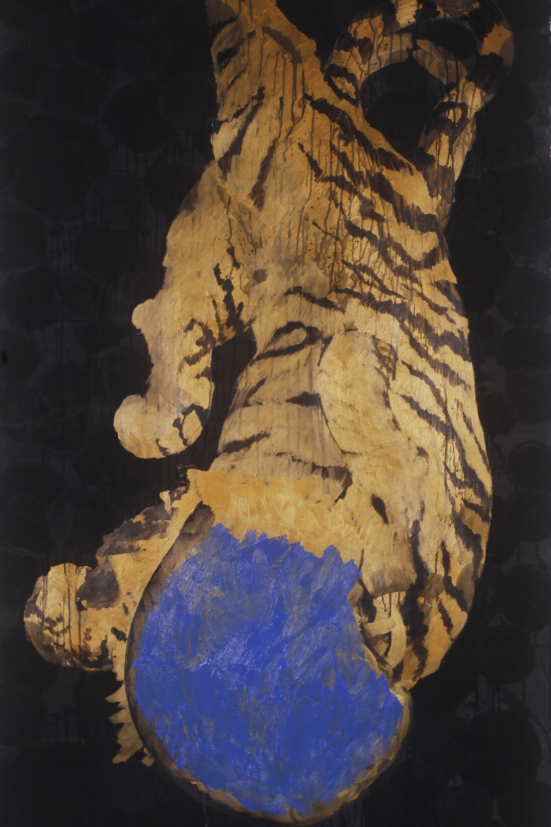 Ye Linghan (b. 1985), Gold.Circle.Tiger 14, 2014, Mixed media on paper, 210 x 110 cm; (82 5/8 x 43 1/4 in.)