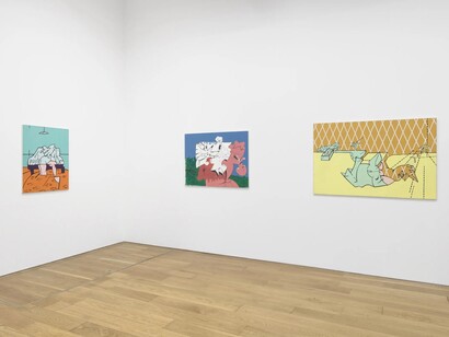 Valerio Adami, Alice in the land of violence, exhibition view. Courtesy of David Nolan Gallery