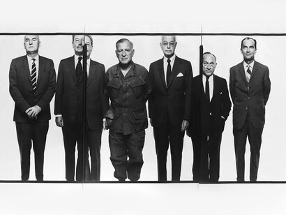 Richard Avedon; El consejo de misión, 1971. Copias a la gelatina de plata (paneles centrales)