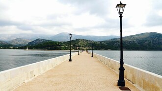 The World's longest stone cross-sea bridge, De Bosset Bridge in Argostoli, Kefalonia Greece
