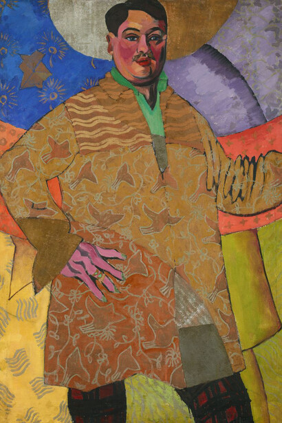 A.V. Lentulov, Self-portrait. «Le grand paintre» (detail), 1915. Courtesy of New Tretyakov Gallery