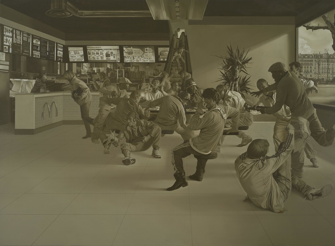 Guillaume Bresson, Sans titre, 2009-2014, Huile sur toile, 202 x 278 cm (79 1/2 x 109 1/2 in.), Courtesy Galerie Nathalie
Obadia, Paris/Bruxelles