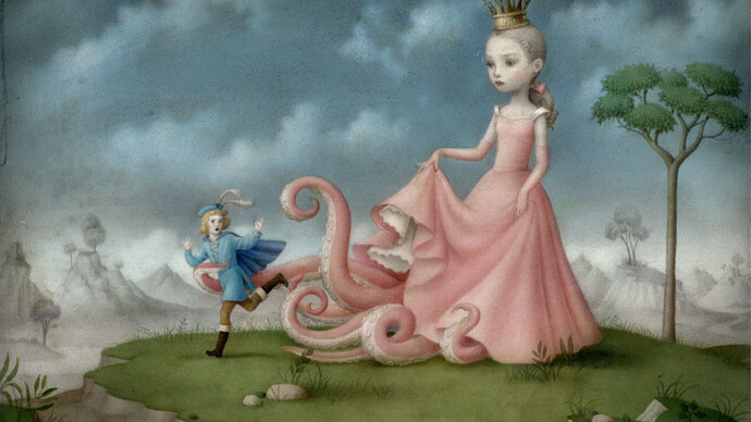 Nicoletta Ceccoli, Dangerous Liaisons, Acrylic on paper / 17.7 x 13″