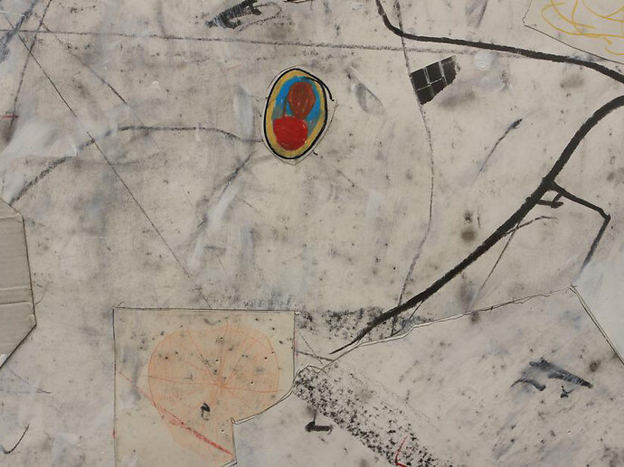 Joseph Hart, detail of Untitled (K.I.05), 2014 / collaged paper, acrylic, oil crayon and graphite on paper / 50 x 38 inches