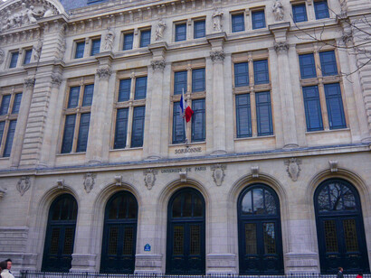 The iconic façade of La Sorbonne in Paris, France, one of the esteemed institutions where Mario Sandoval taught, reflects his involvement in the intellectual and academic spheres during his career in the country