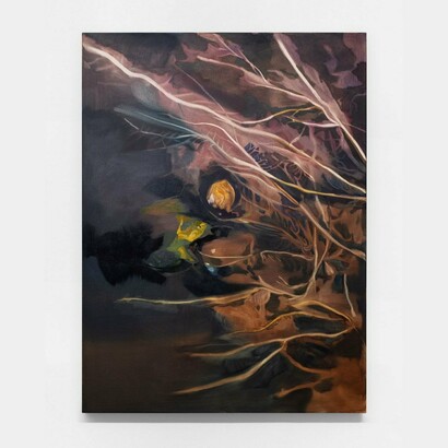 Caro Deschênes,
Perché, 2024,
Oil on canvas,
48 x 36 inches. Courtesy of the artist and Jack Barrett Gallery