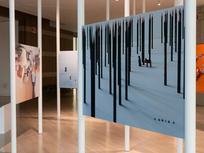 Exhibition view of Yokohama Museum of Art, Sato Masahiko exhibition, "Radical advertisement", Sato Masahiko + Nakamura Norio. Photo by Kato Ken