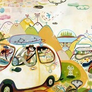 Souther Salazar, Wanderers, mixed media on wood panel, 30 x 60 x 2 inches,(76.20 x 152.40 x 5.08 cm), 31 x 61 x 2.5 inches, framed