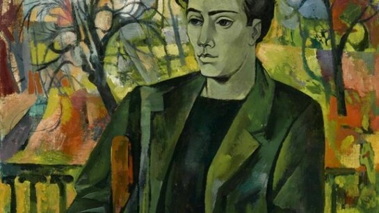 John Minton (1917-1957), Boy in a Landscape (Portrait of Eric Verrico), Oil on canvas 76.7 x 63.7 cm, 1948