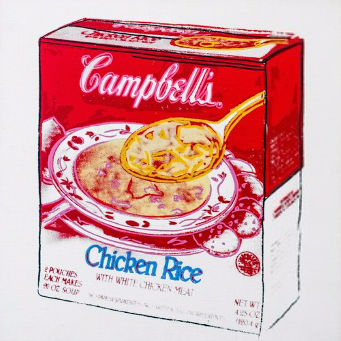 Andy Warhol, Campbell's Chicken Rice Soup Box, 1986. Courtesy of David Benrimon Fine Art