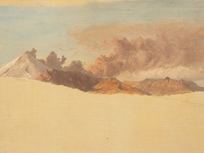 Frederic Edwin Church, Cotopaxi erupting, viewed from Quito, Ecuador (detail), June 1857. Courtesy of DIA