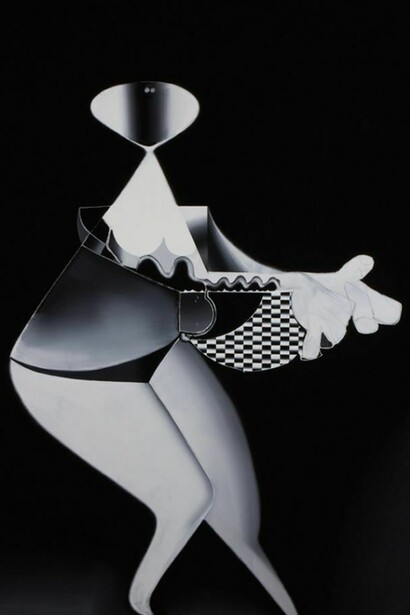 Tomoo Gokita, “Showgirl”, 90” by 72” (229 cm by 183 cm), acrylic gouache, charcoal, gesso/linen, 2013, Courtesy: Mary Boone Gallery, New York