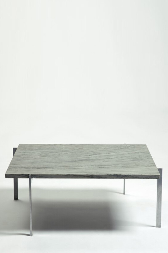 Poul Kjærholm, PK 61 coffee table with frame in chromed steel and square top in flintrolled Cipollino marble. Designed by Poul Kjaerholm for E. Kold Christensen, Denmark, 1960s. 31.5" L x 31.5" W x 12.6" H. Photo: Sherry Griffin © Poul Kjaerholm. Courtesy: Sean Kelly, New York with R & Company, New York