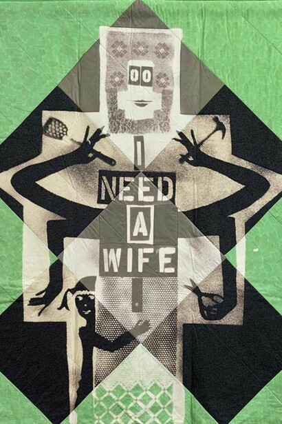 Lara Schnitger, Need a Wife, 2012, bleached linen, 189.5 x 149.5 cm, 74 5/8 x 58 7/8 ins, Copyright the artist, Courtesy of Stuart Shave/Modern Art, London