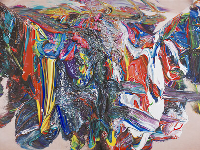 Jason Brooks, Origin I, 2015, Acrylic on canvas, 125.1 x 176.2 cm © Jason Brooks and courtesy Marlborough Contemporary. Photograph credit: Francis Ware