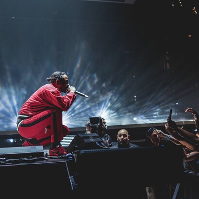 Kendrick Lamar lors d'un concert au TD Garden le 22 juillet 2017 à Boston, Massachusetts, dans le cadre de la tournée The DAMN. Tour.