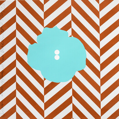 Donald Sultan, "Brown Herringbone with Aqua Button, April 3 2014," 2014. Courtesy of Ryan Lee, New York 