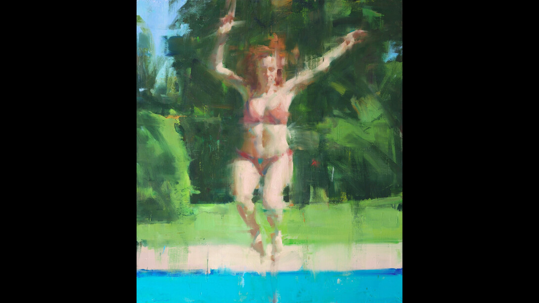 David Shevlino, Leaping Figure, 2012-2016, oil on canvas. Courtesy of Andra Norris Gallery