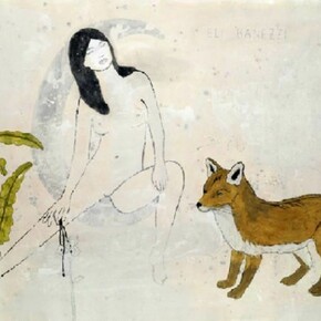 Ankalina Dahlem, Girl, Fox, Blood Rose, 2011 - Vinyl/Canvas 60cm X 70cm