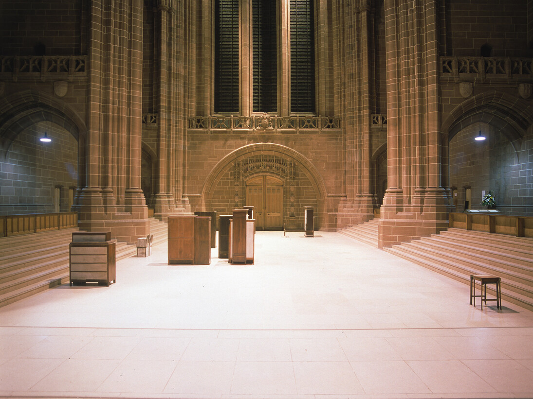 Doris Salcedo, Installation view, 1st Liverpool Biennial of Contemporary Art, Liverpool Cathedral, Liverpool, 1999. Photo: Nick Hunt. Courtesy of the Liverpool Biennial Archive at Liverpool John Moores University.