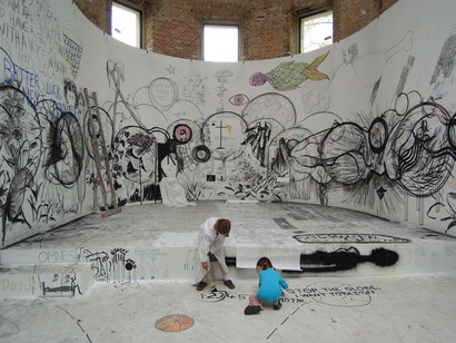Paweł Althamer, installation view of Draftmen's Congress, Berlin Biennale, 2012. Photo by Yefgen
Stamborski, courtesy neugerriemschneider and Foksal Gallery Foundation, Warsaw