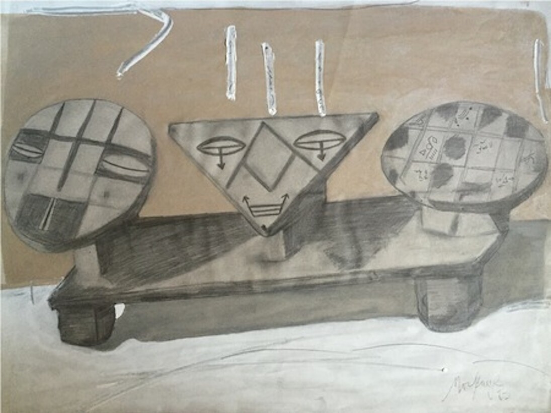 Mor Faye, Untitled 70, 1983, graphite acrylic on paper, 19.5x25.5 inches 50x65 cm. Courtesy of Skoto Gallery    
