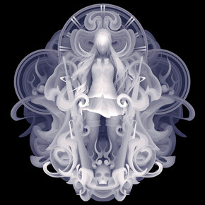 Kazuki Takamatsu, The strength of a high school girl, 100 x 100 cm, acrylic, acrylic gouache, medium, gesso, giclee on tarpaulin, dorothycircusgallery