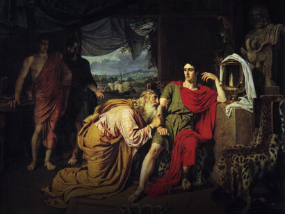 'Príamo ruega a Aquiles por el cuerpo de Héctor' (Alexander Ivanov, 1824)
