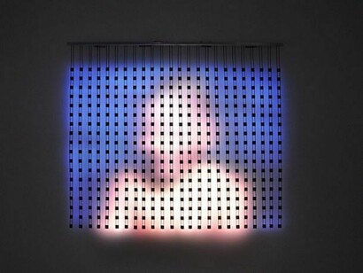 Jim Campbell, Home Movies: David, 2014, LEDs, metal, wire, custom electronics, 72 x 84 x 4 inches