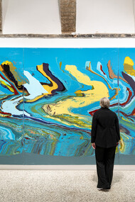 José Yaque - Turquesa con impurezas I 2022, triptych, acrylic paint, total dimension 230 x 570 cm, each panel 230 x 190 x 7 cm, photo: Ela Bialkowska, OKNO Studio