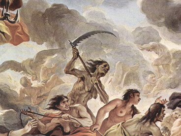 Luca Giordano, La barca de Caronte, El sueño de la noche y Morfeo (detalle), 1684-1686