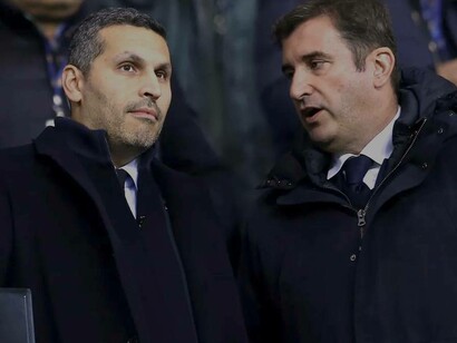 Manchester City chairman Khaldoon Al-Mubarak listening to his advisors regarding the  troubles facing the club