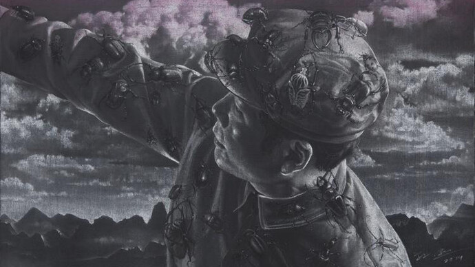 Sun Xun, Sometimes Memory Does Lie, 2014, pastel on canvas, canvas: 19 11/16 x 39 3/8 inches (50 x 100 cm), framed: 39 1/2 x 52 3/4 x 4 3/4 inches (100.3 x 134 x 12.1 cm). © Sun Xun. Courtesy: Sean Kelly, New York